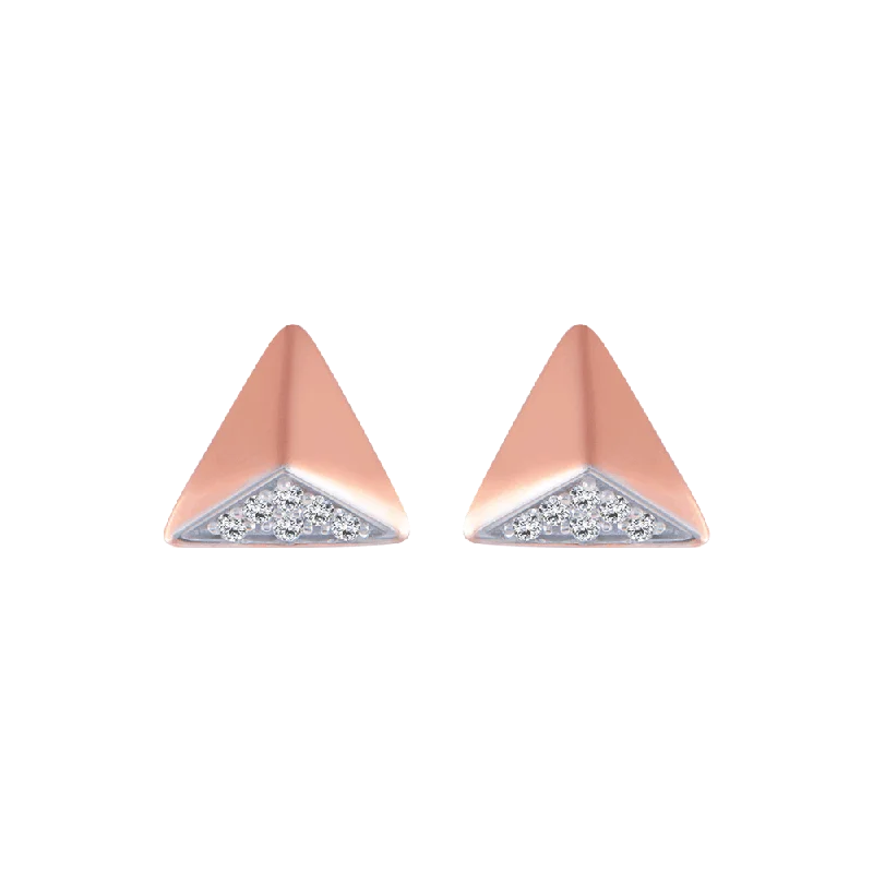 Women’s geometric diamond earrings-14KT (585) Rose Gold And Diamond Stud Earrings For Women