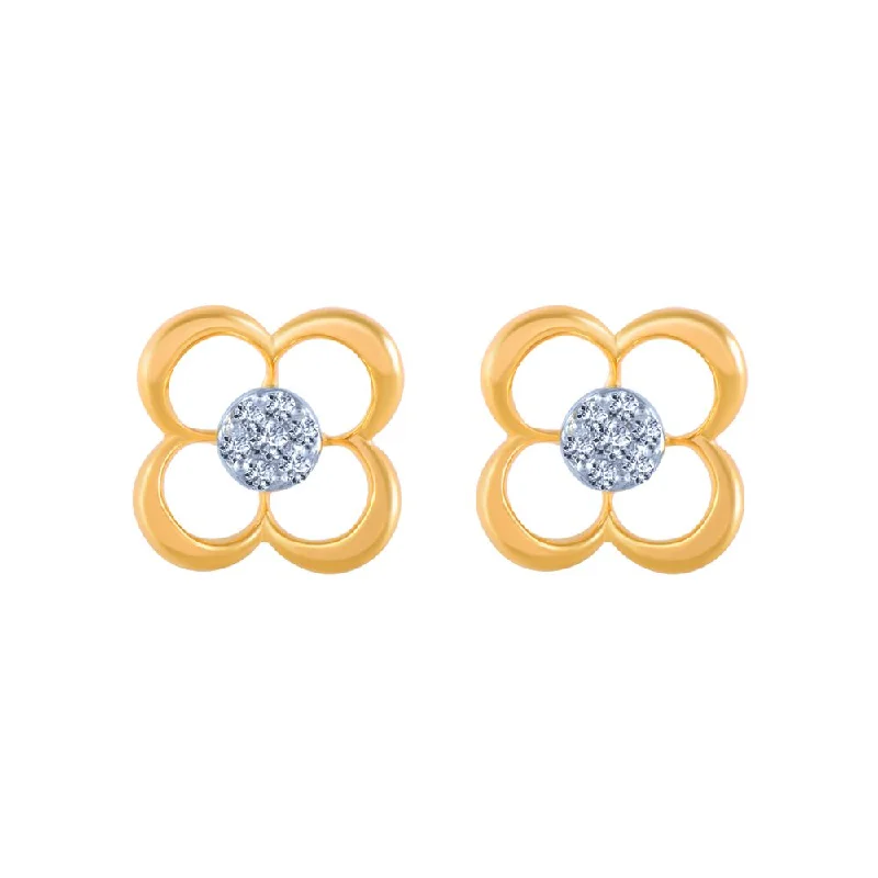 Women’s dangly earrings-14k (585) Yellow Gold And Diamond Stud Earrings For Women