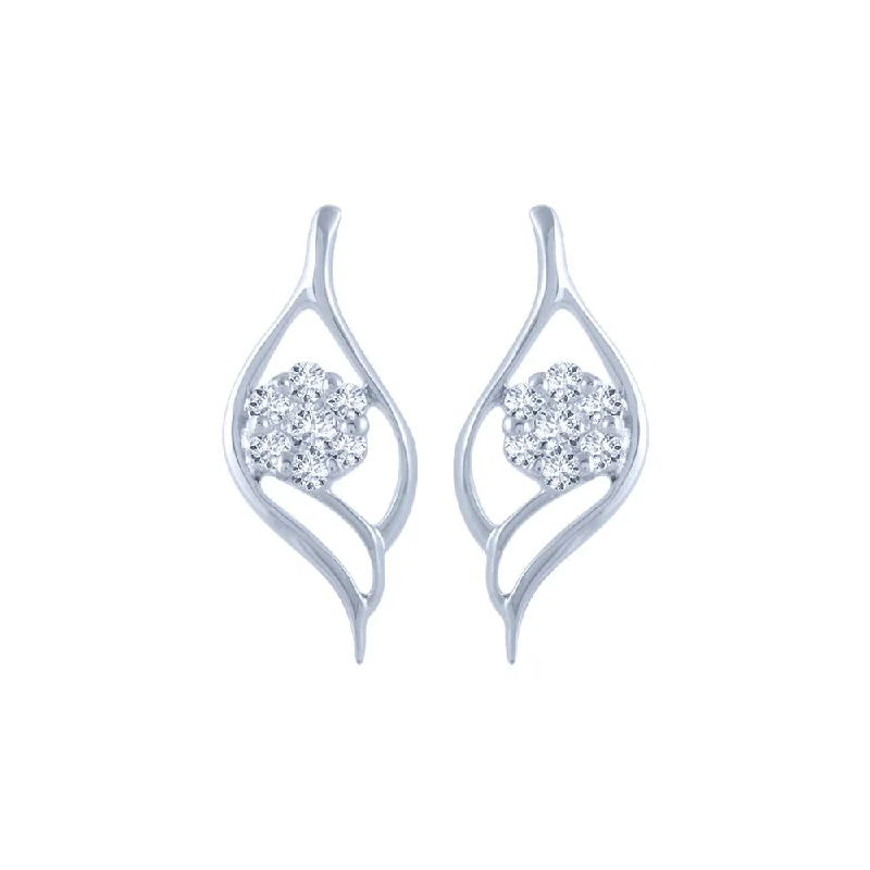 Women’s unique gold earrings-18k (750) White Gold And Diamond Stud Earrings For Women