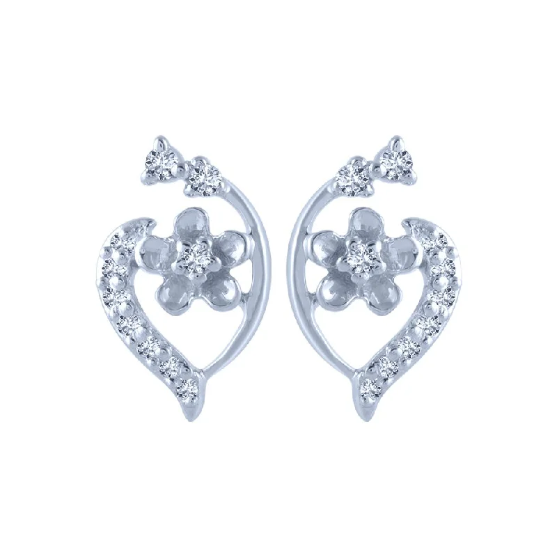 Women’s fashion earrings-14k (585) White Gold And Diamond Stud Earrings For Women