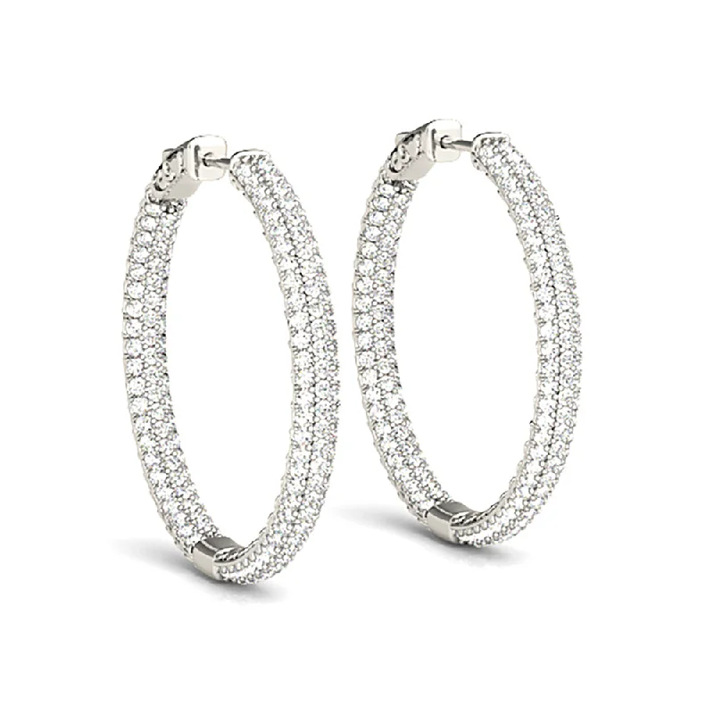 Women’s geometric earrings-4.0 ctw Diamond Pave Hoop Earrings Inside-Out Style