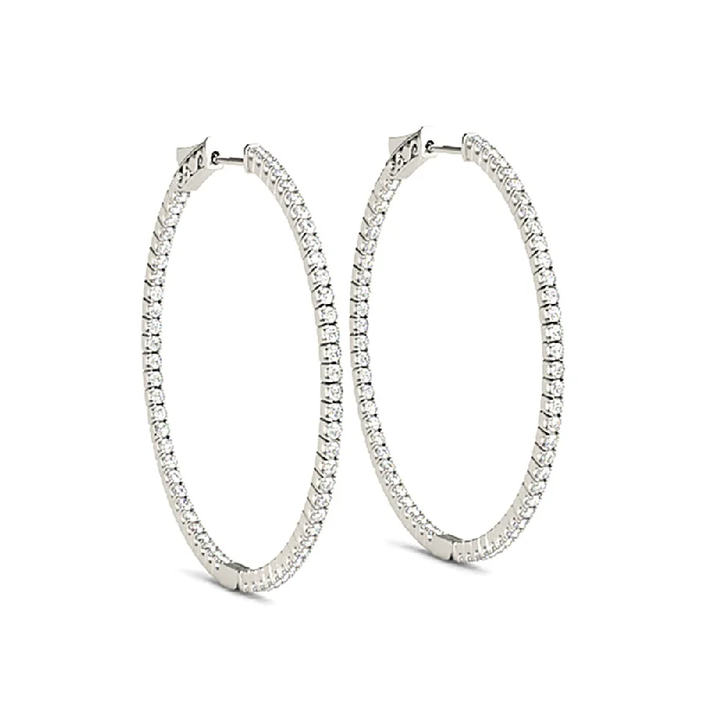 Women’s hoop earrings set-Inside-Out 1.25 ctw Diamond Hoop Earrings "U" Prong Set