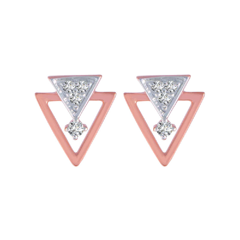 Women’s cute earrings-14KT (585) Rose Gold And Diamond Stud Earrings For Women