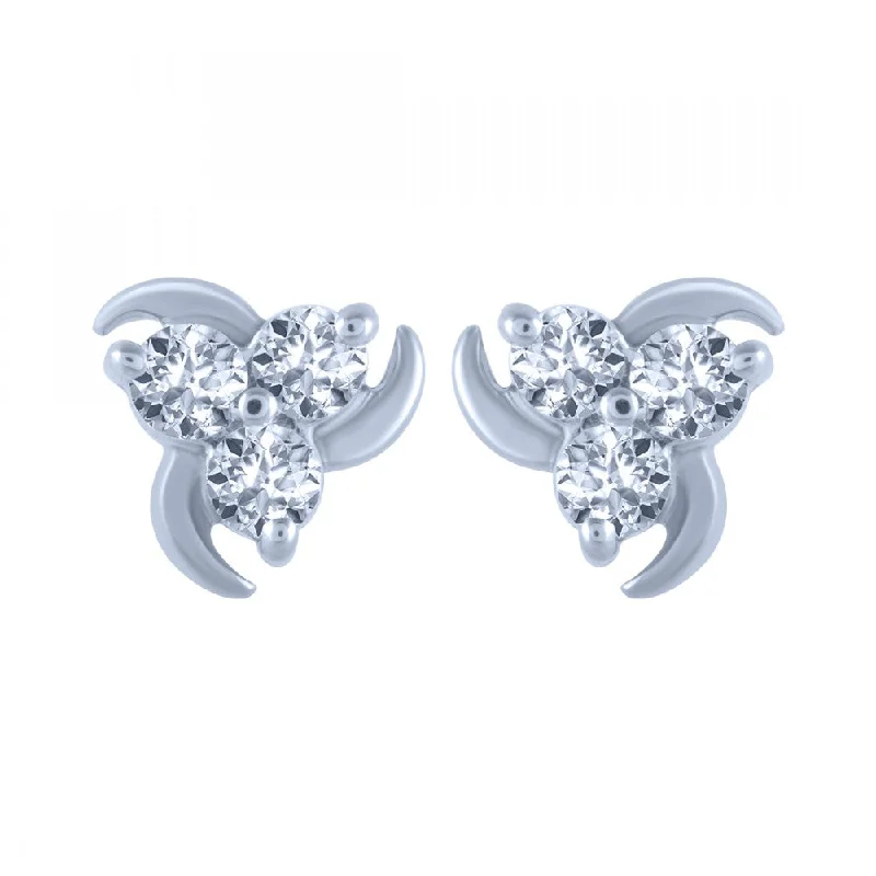 Women’s flower earrings-18k (750) White Gold And Diamond Stud Earrings For Women