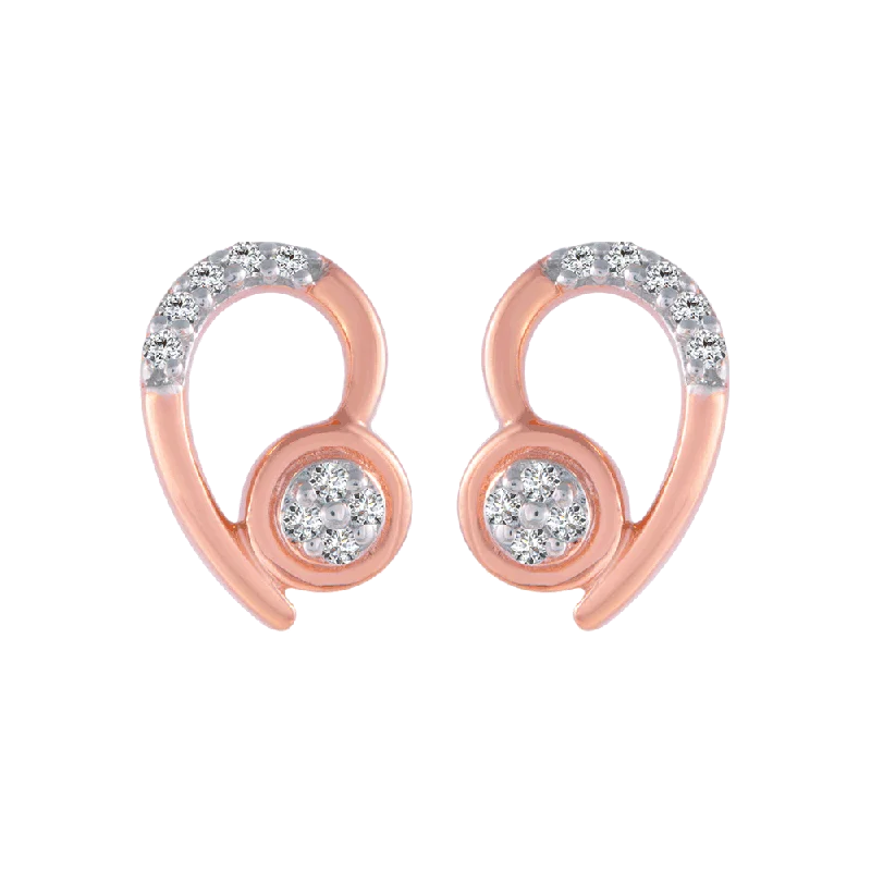 Women’s gemstone hoop earrings-14KT (585) Rose Gold And Diamond Stud Earrings For Women