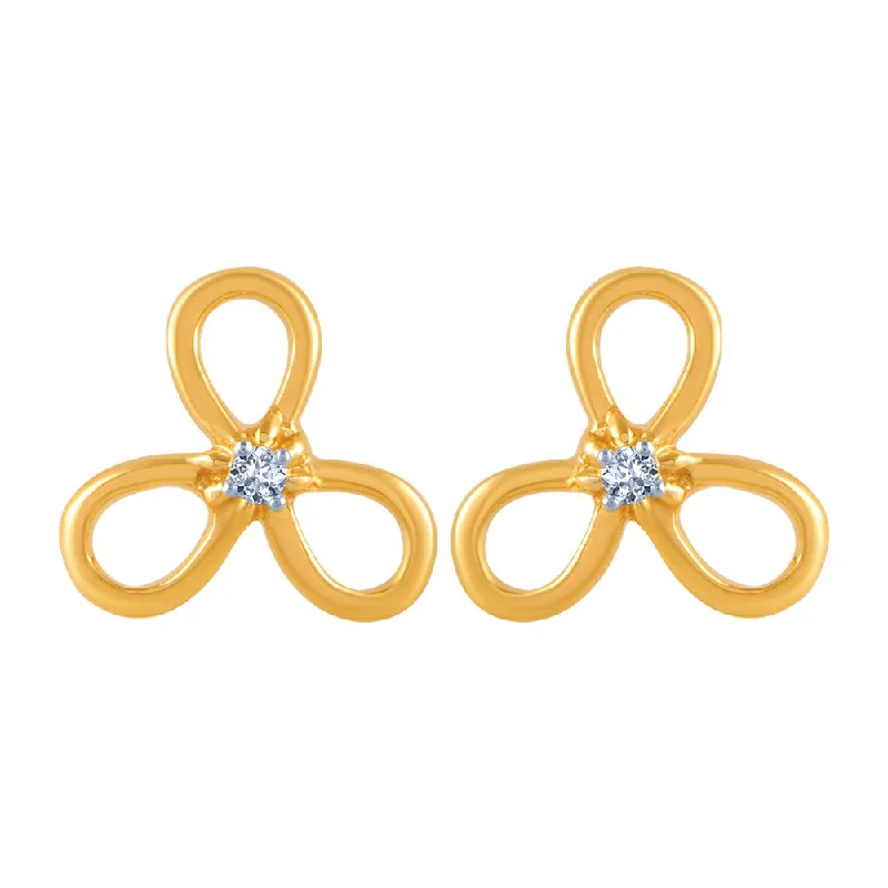 Women’s trendy hoop earrings-18k (750) Yellow Gold And Diamond Stud Earrings For Women