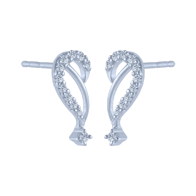 Women’s unique earrings-14KT (585) White Gold And Diamond Stud Earrings For Women