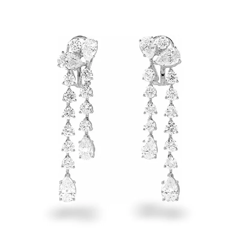 Women’s silver hoop earrings-10.0 ct. Round and Pear Shape Diamond Dangle Earrings