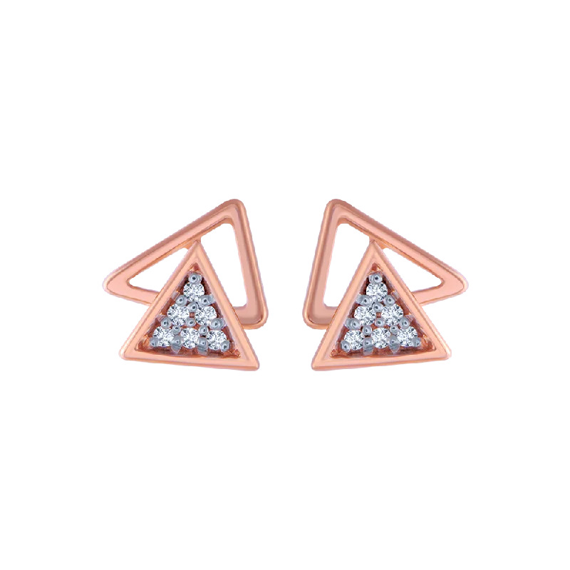 Women’s adjustable earrings-18KT (750) Rose Gold And Diamond Stud Earrings For Women