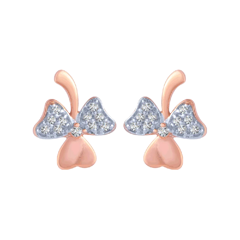 Women’s crystal stud earrings-14KT (585) Rose Gold And Diamond Stud Earrings For Women