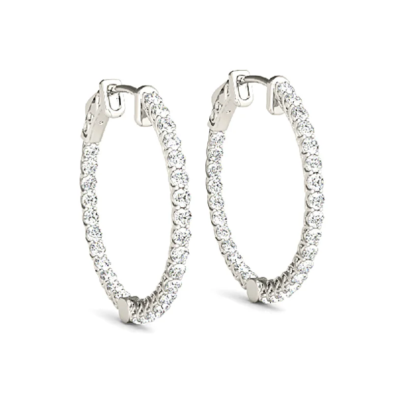 Women’s custom earrings-2.00 ctw Diamond Hoop Earrings Inside-Out Style