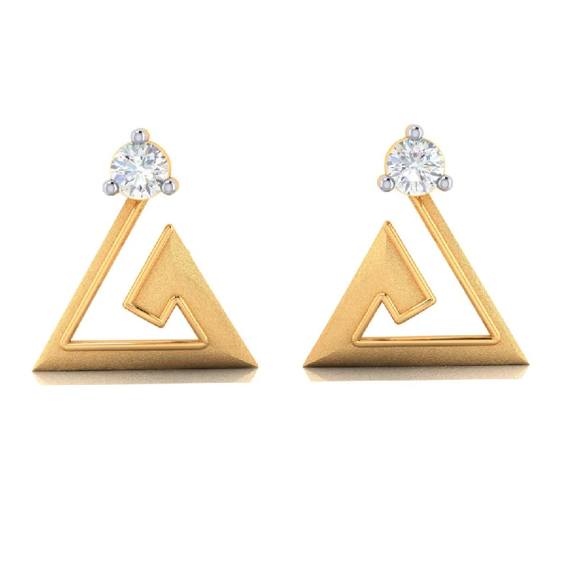 Women’s red gemstone earrings-Elegant Shaped 18k Diamond Gold Earrings