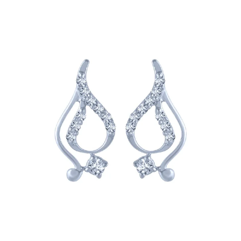 Women’s classic earrings-18k (750) White Gold And Diamond Stud Earrings For Women