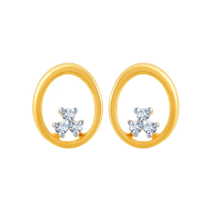 Women’s rainbow earrings-18k (750) Yellow Gold And Diamond Stud Earrings For Women