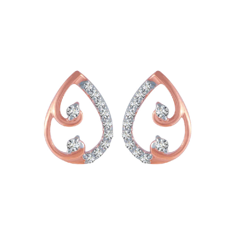 Women’s crystal drop earrings-14KT (585) Rose Gold And Diamond Stud Earrings For Women