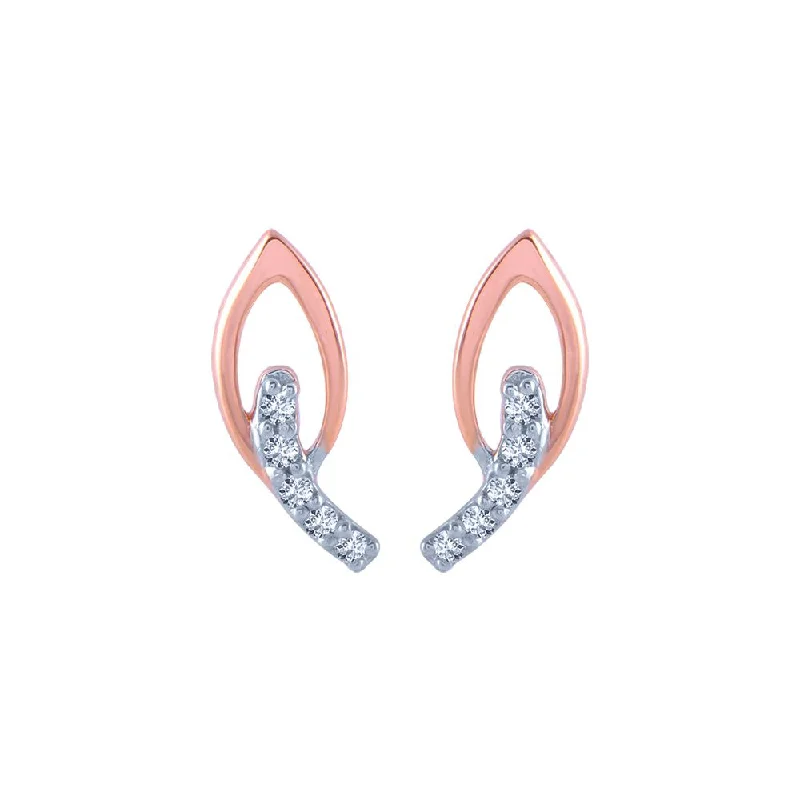 Women’s geometric earrings-14k (585) Rose Gold And Diamond Stud Earrings For Women