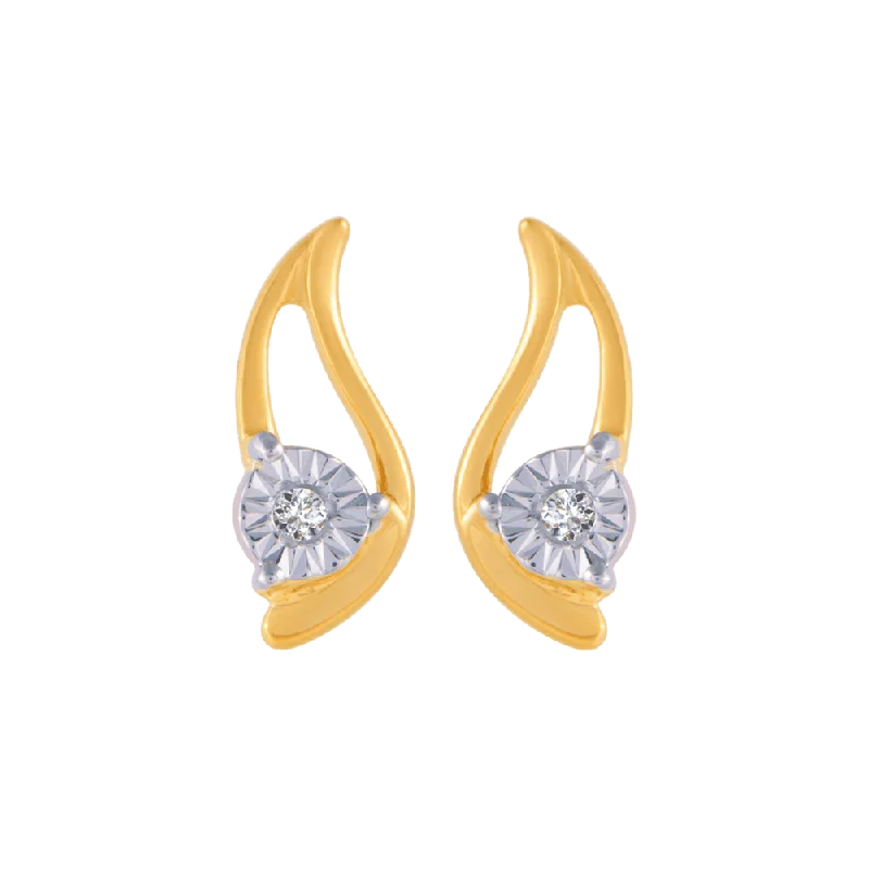 Women’s custom earrings-14KT (585) Yellow Gold And Diamond Stud Earrings For Women