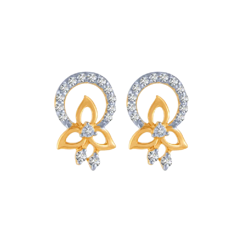 Women’s birthstone earrings-14KT (585) Yellow Gold And Diamond Stud Earrings For Women