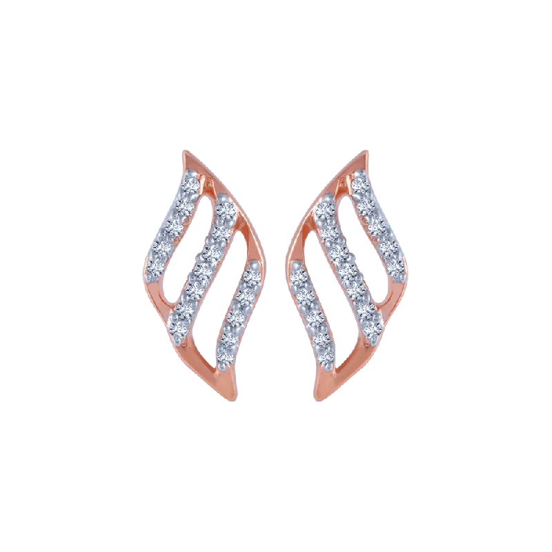 Women’s custom diamond earrings-14KT (585) Rose Gold And Diamond Stud Earrings For Women