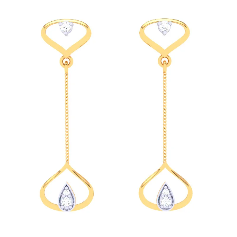 Women’s diamond flower earrings-Tear-drop Shaped 18k Gold & Diamond Hanging Earrings From Diamond Collection