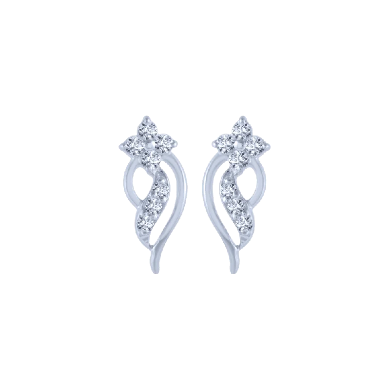 Women’s crystal stud earrings-14KT (585) White Gold And Diamond Stud Earrings For Women