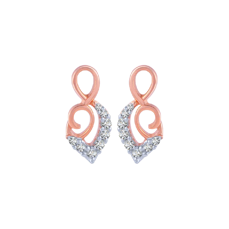 Women’s 18k gold earrings-14KT (585) Rose Gold And Diamond Stud Earrings For Women