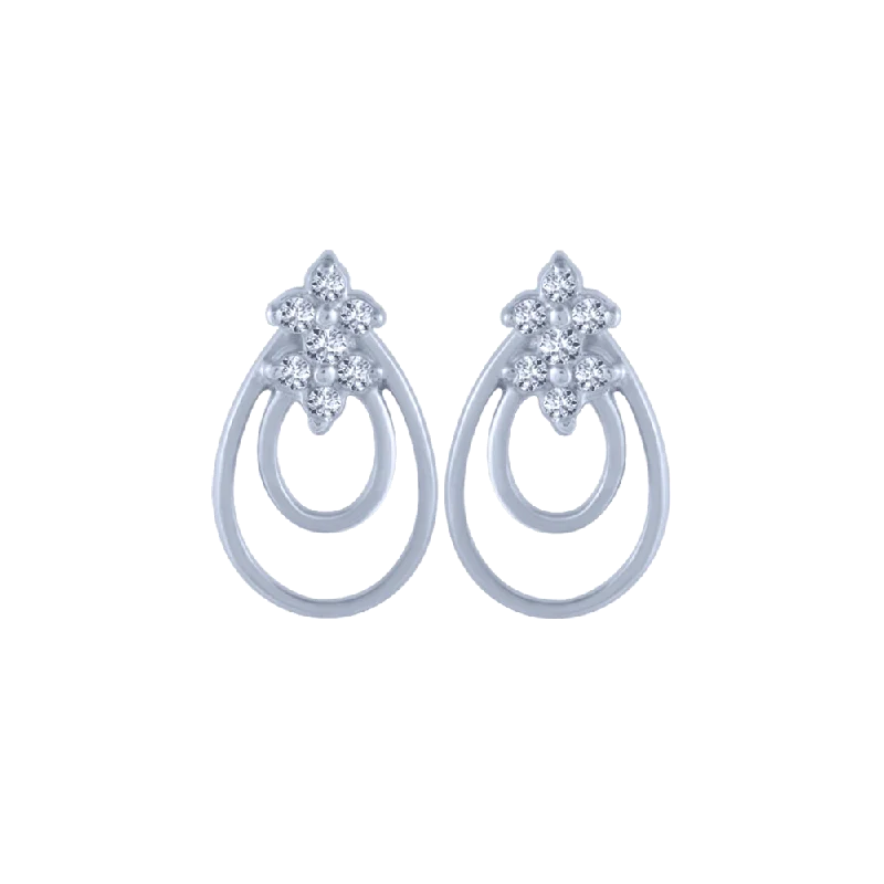 Women’s ear cuff earrings-14KT (585) White Gold And Diamond Stud Earrings For Women