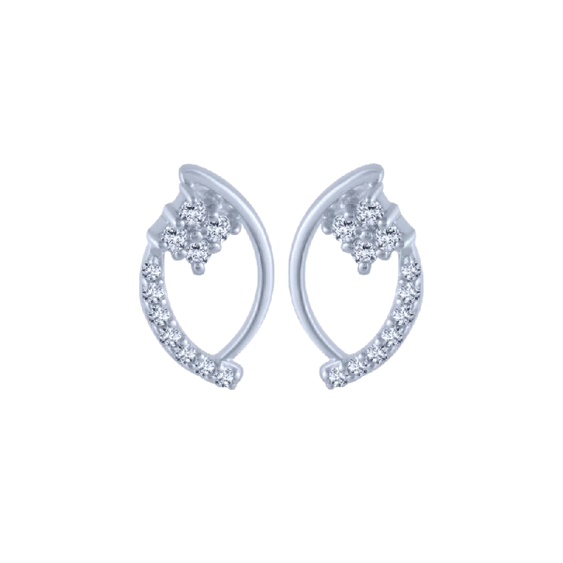 Women’s minimalist earrings-14KT (585) White Gold And Diamond Stud Earrings For Women