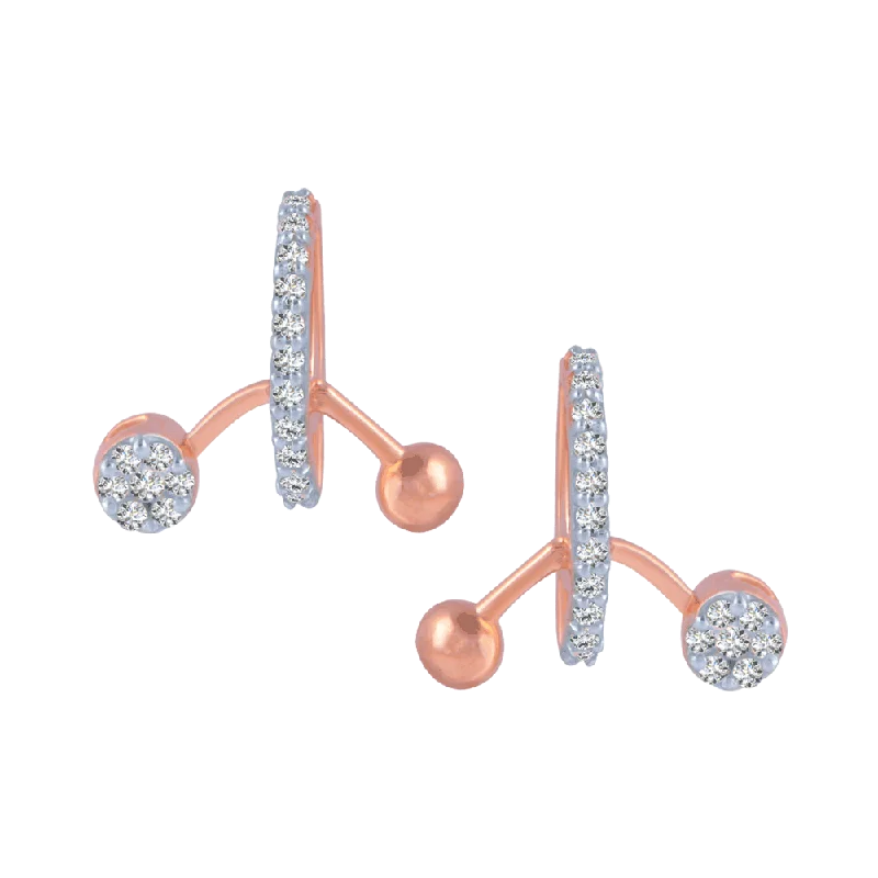 Women’s handmade earrings-14KT (585) Rose Gold And Diamond Stud Earrings For Women