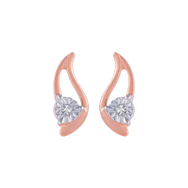 Women’s silver stud earrings-14KT (585) Rose Gold And Diamond Stud Earrings For Women