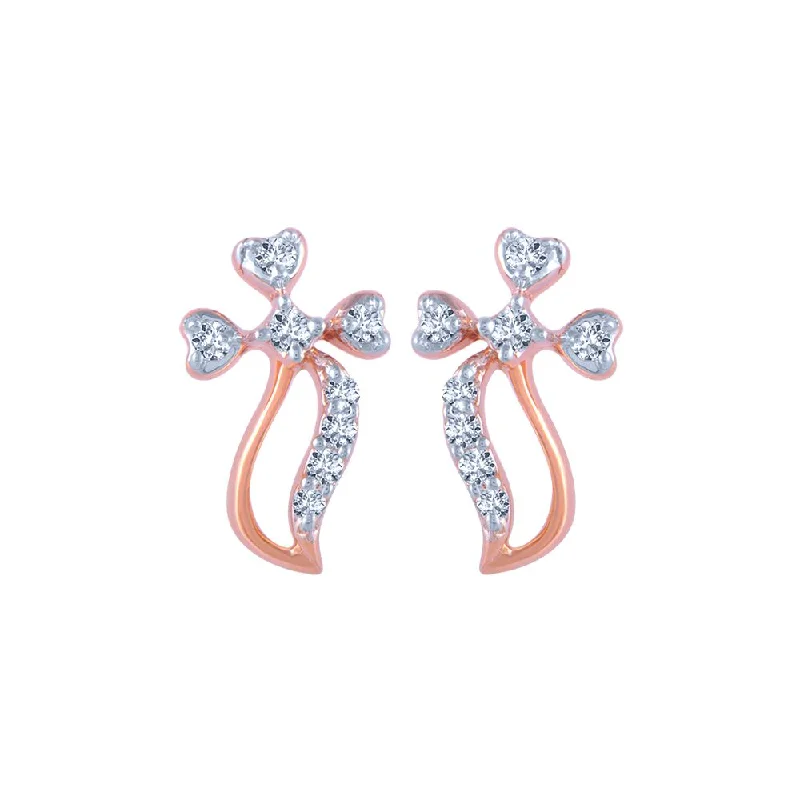 Women’s ethnic earrings-14k (585) Rose Gold And Diamond Stud Earrings For Women