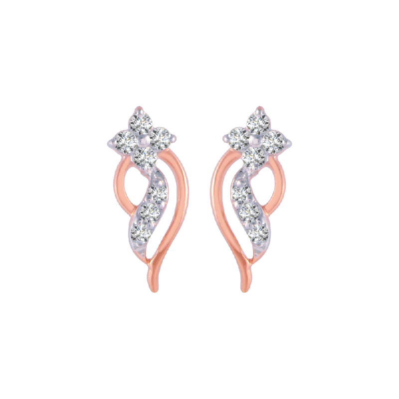 Women’s statement diamond earrings-14KT (585) Rose Gold And Diamond Stud Earrings For Women