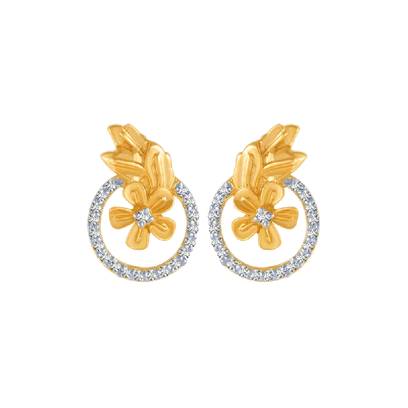 Women’s casual earrings-14KT (585) Yellow Gold And Diamond Stud Earrings For Women