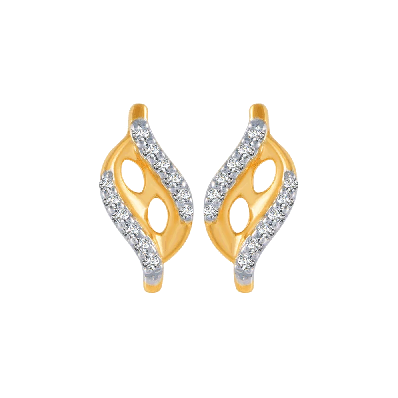 Women’s drop earrings-14KT (585) Yellow Gold And Diamond Stud Earrings For Women