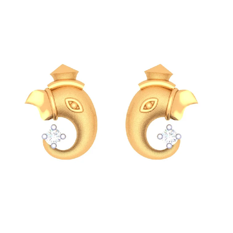 Women’s unique earrings-18k Lord Ganesha Diamond Earrings From Diamond Collection