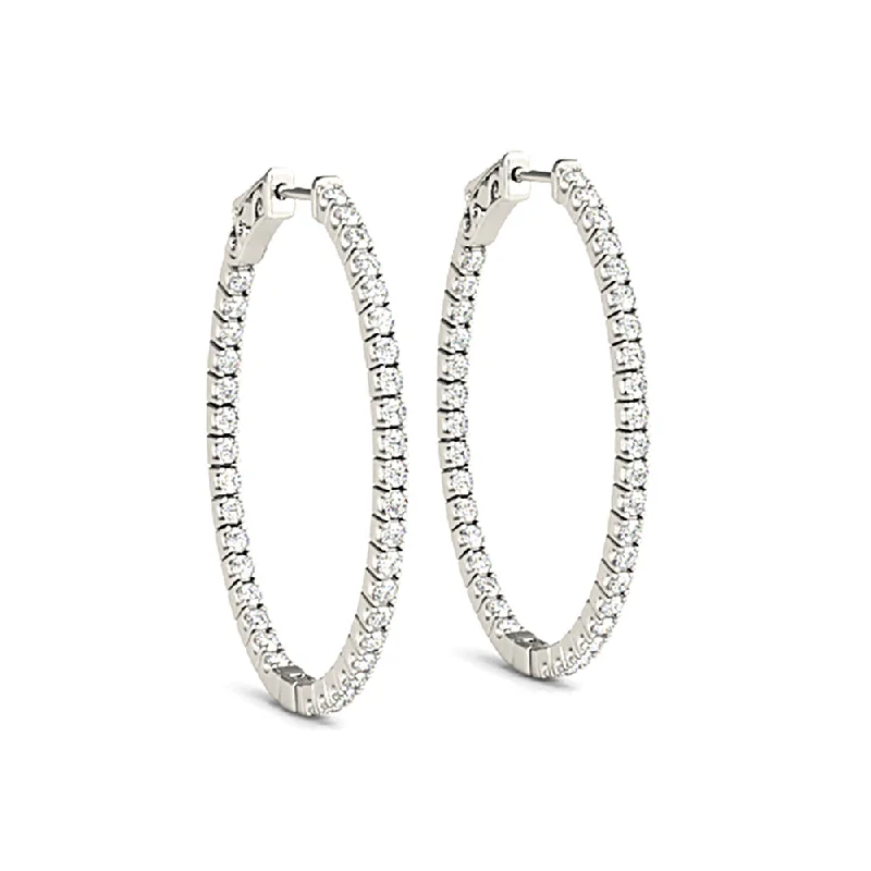 Women’s bohemian earrings-Inside-Out 1.50 ctw Diamond Hoop Earrings "U" Prong Set