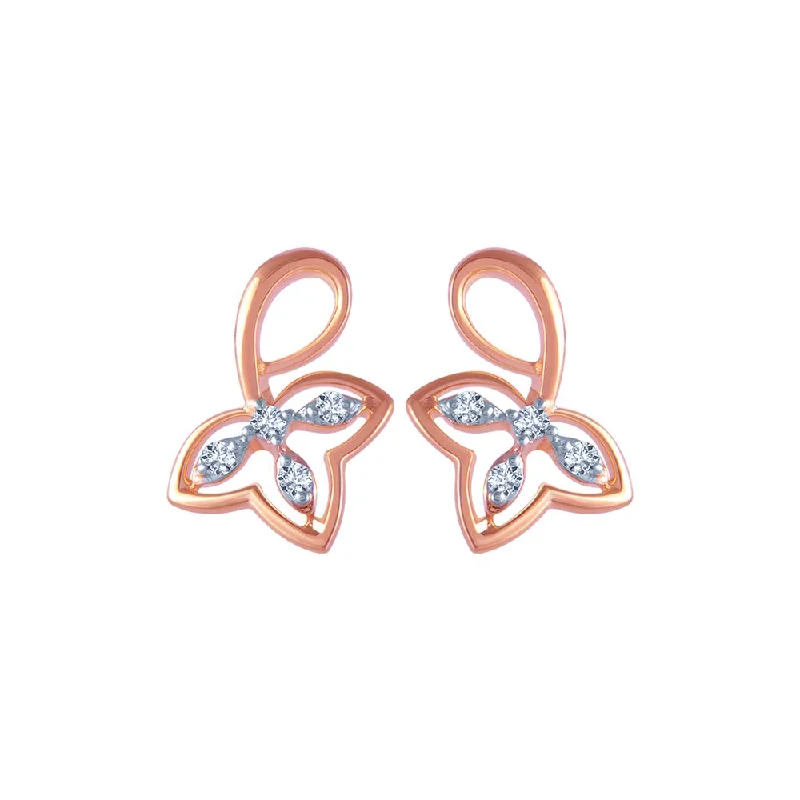 Women’s hoop earrings-18k (750) Rose Gold And Diamond Stud Earrings For Women