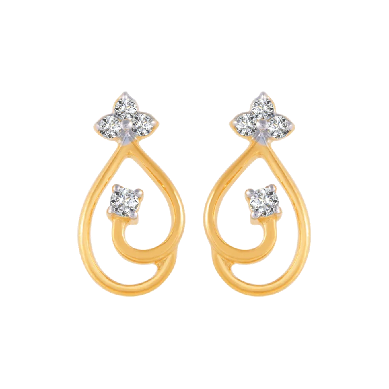 Women’s gold diamond earrings-14KT (585) Yellow Gold And Diamond Stud Earrings For Women