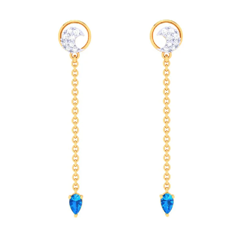 Women’s gold hoop earrings-18k Semilunar Shaped Gold Diamond Earrings For Monsoon