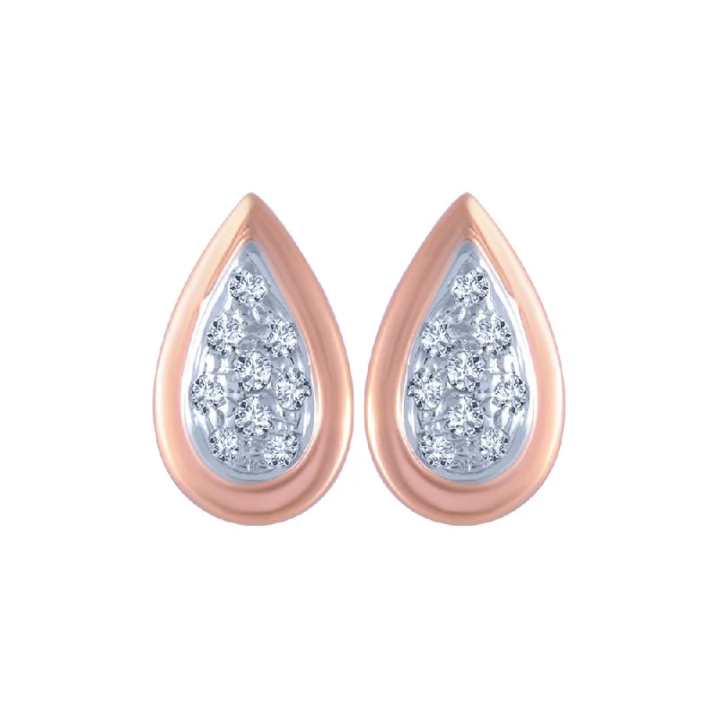 Women’s diamond hoop earrings-14k (585) Rose Gold And Diamond Stud Earrings For Women