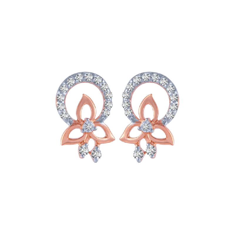 Women’s hoop earrings set-14KT (585) Rose Gold And Diamond Stud Earrings For Women