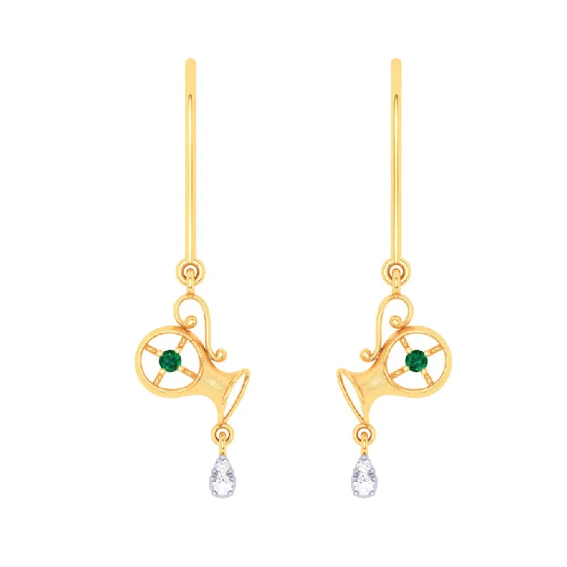 Women’s crystal earrings-alluring Aquarius Themed 18k Gold Earrings With Diamond