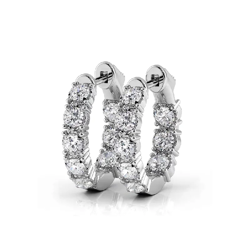 Women’s trendy hoop earrings-1.0 ctw. Diamond Hoop Earrings Crown  Style Setting