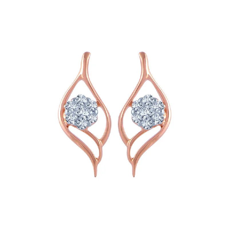 Women’s ethnic earrings-18k (750) Rose Gold And Diamond Stud Earrings For Women