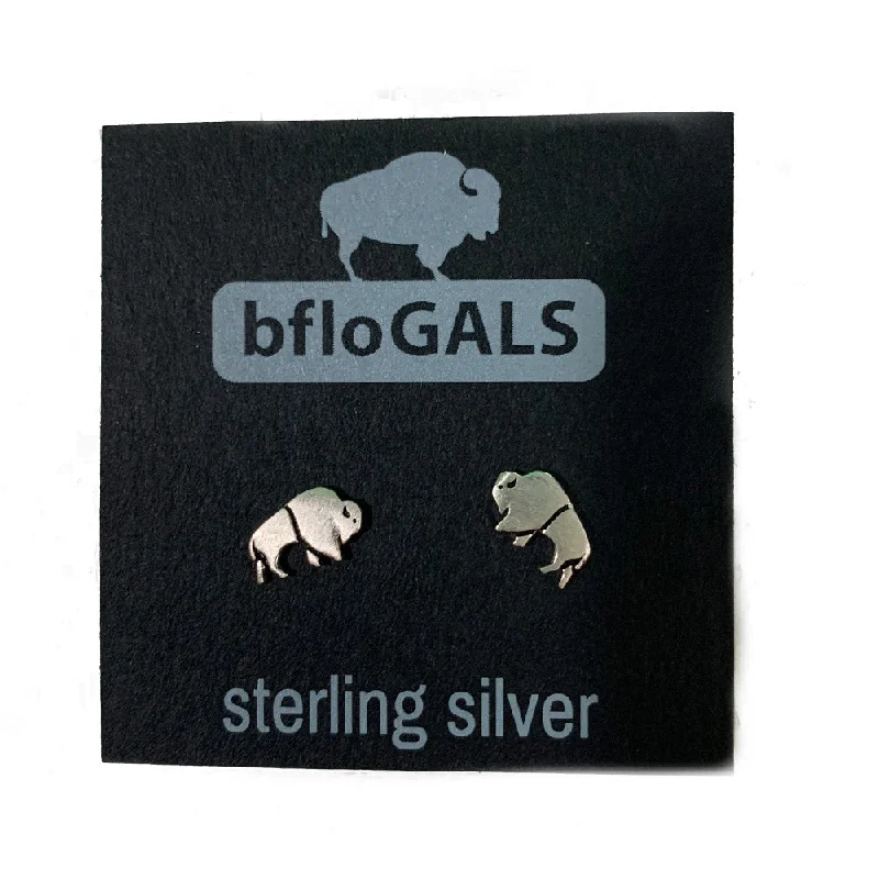 Women’s platinum earrings-Sterling Silver Buffalo Earrings