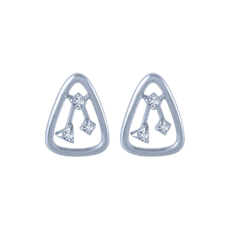 Women’s long earrings-14k (585) White Gold And Diamond Stud Earrings For Women