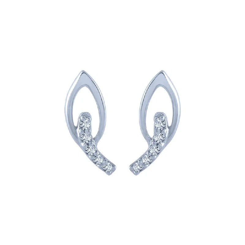 Women’s long earrings-14k (585) White Gold And Diamond Stud Earrings For Women