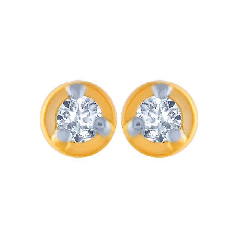 Women’s luxury gemstone earrings-18KT (750) Yellow Gold And Diamond Stud Earrings For Women