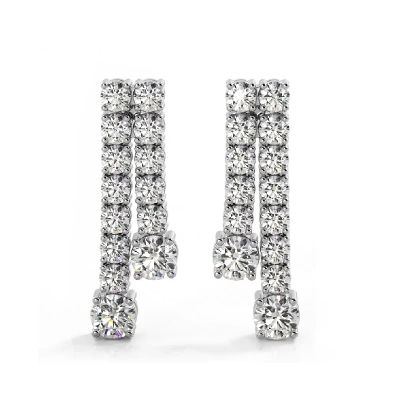 Women’s polished earrings-1.70 ctw. Double Strand Diamond Dangle Earrings