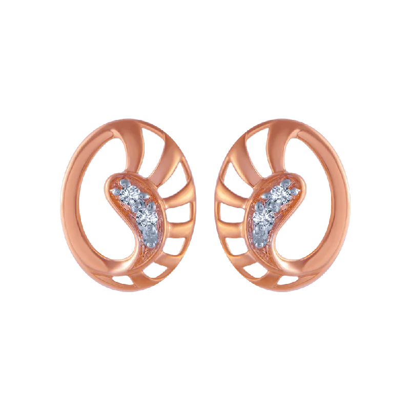 Women’s star earrings-18KT (750) Rose Gold And Diamond Stud Earrings For Women